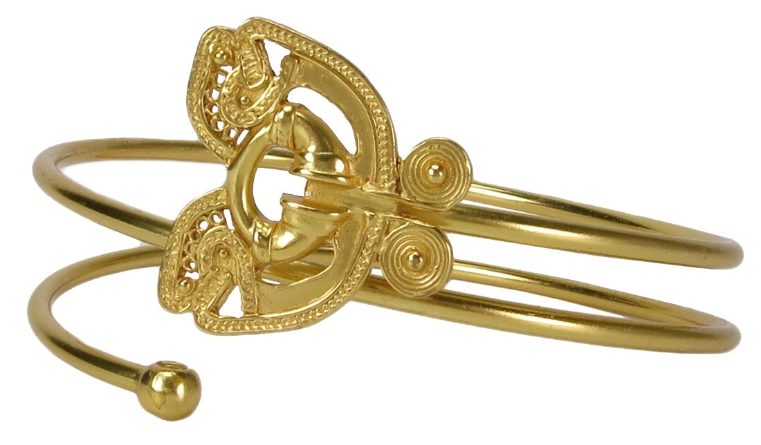 24K GP Pre-Columbian Butterfly Bangle Bracelet| Across The Puddle
