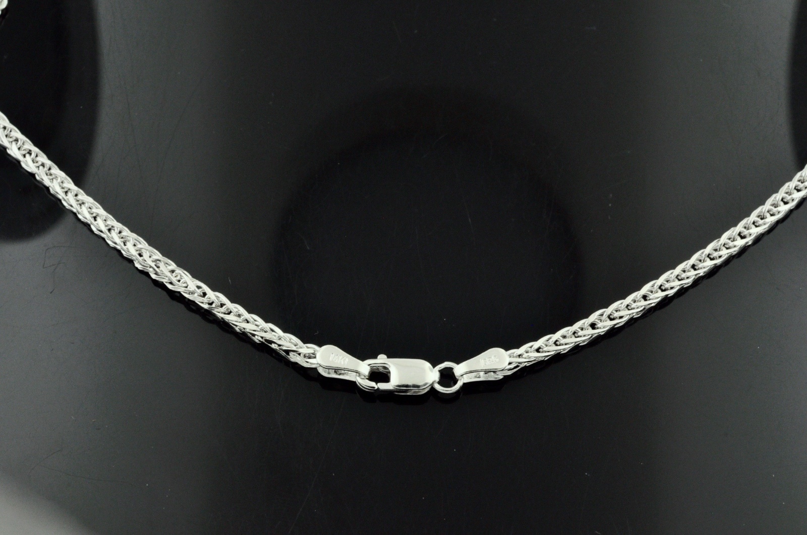 4.90 grams 14k solid white gold foxtail wheat chain necklace 24 inches #4293