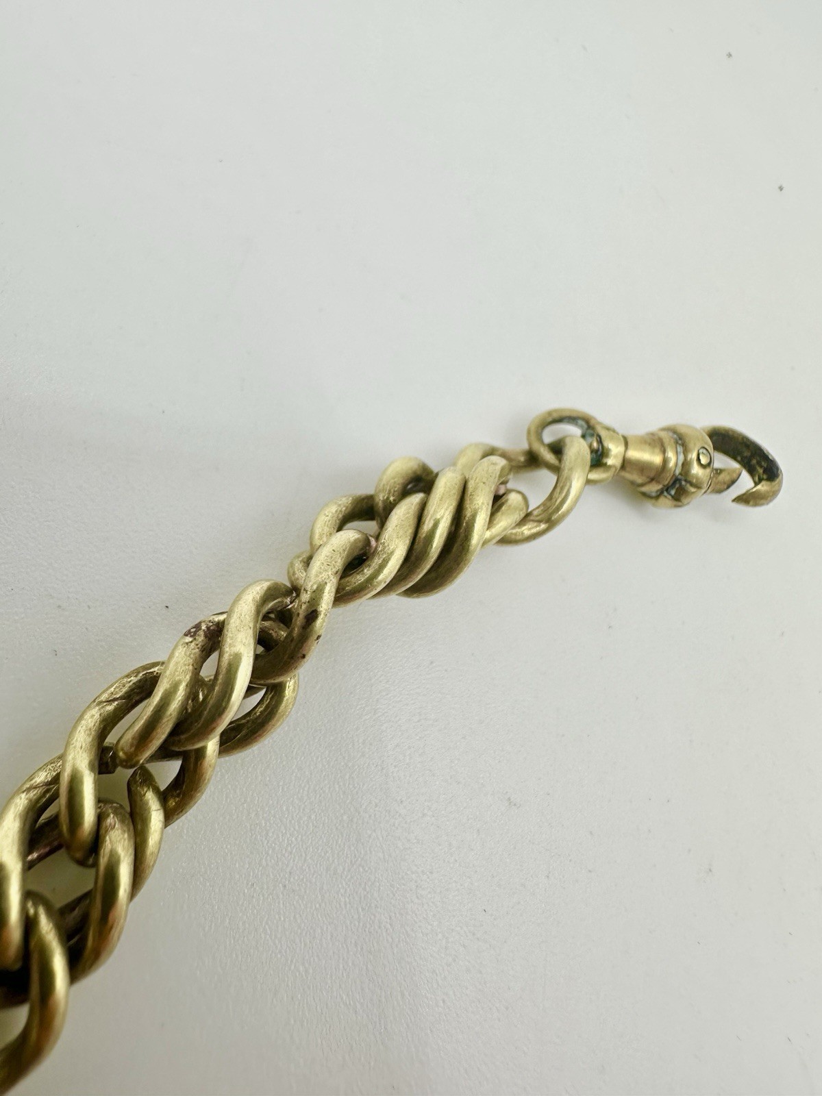 Antique VTG 7-8in Fob Chain Bracelet Cameo Brass? Gold Filled Swivel Clasp Read