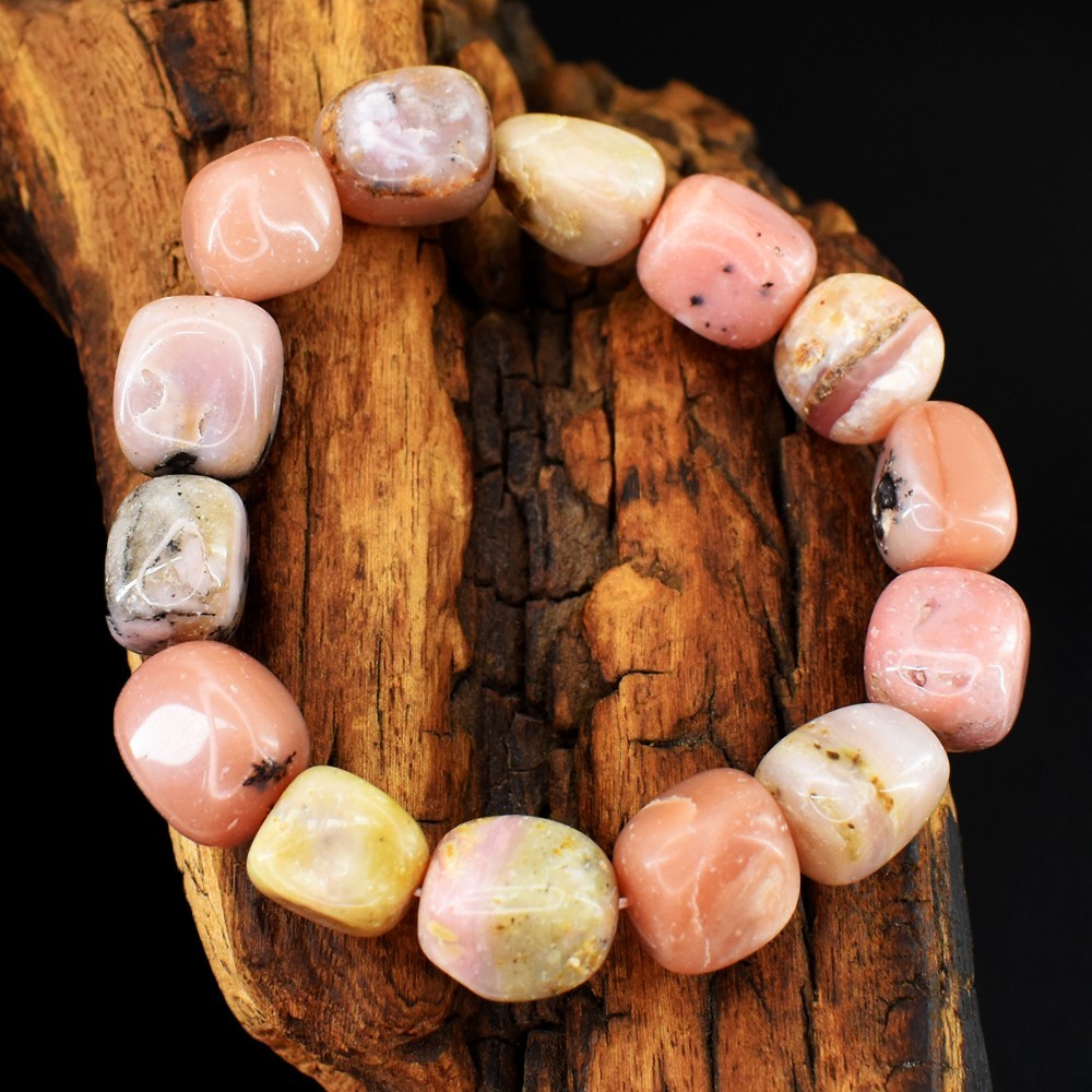 Dazzling Pink Australian Opal 248.00 Cts Stretchable Bracelet Beaded VK 45 AZ6