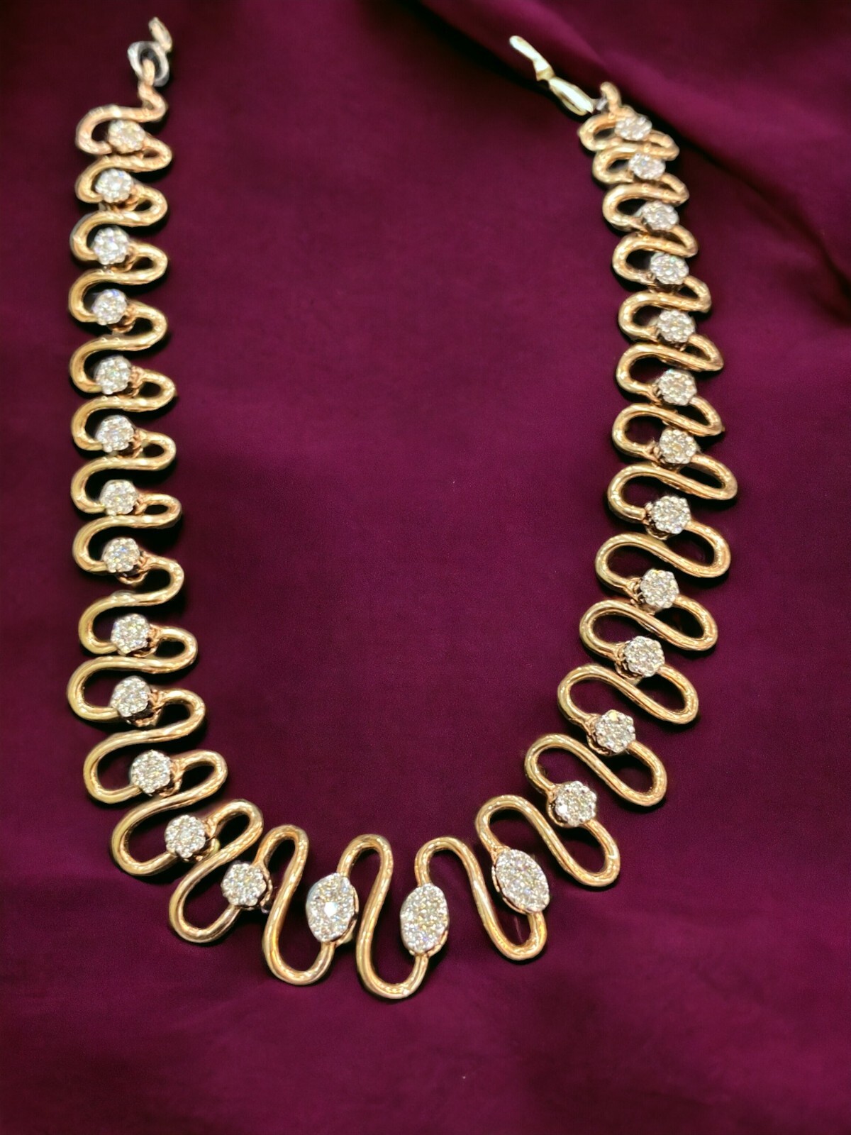 Stunning 1.50 Carats Round Brilliant Cut Natural Diamonds Necklace 14K Rose Gold