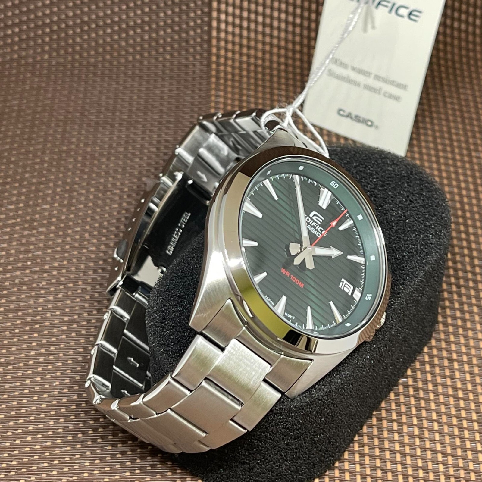 Casio Edifice EFV-140D-3A Green Analog Stainless Steel Classic Sporty Men Watch