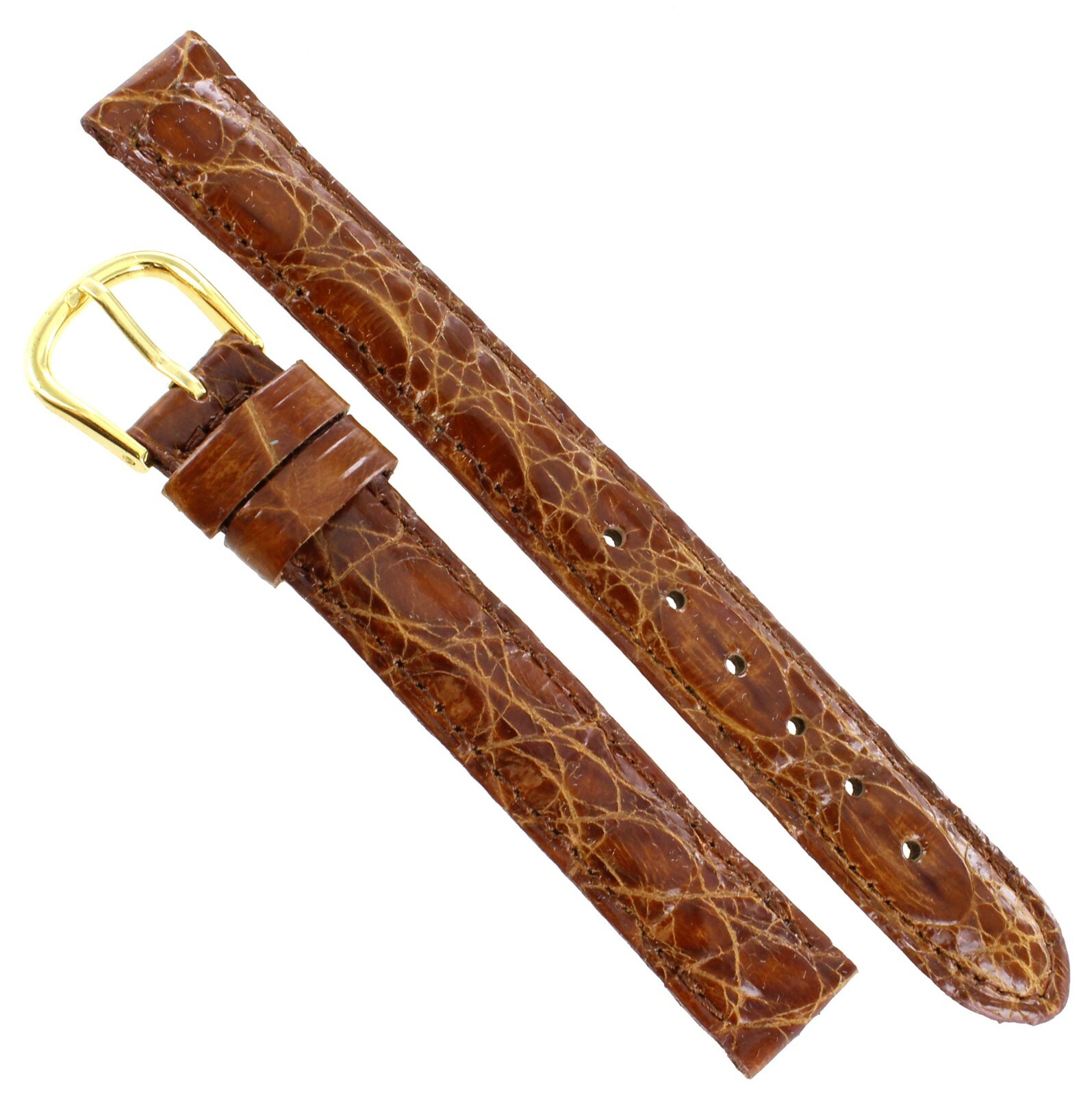 10mm deBeer Honey Tan Handmade Genuine Crocodile Ladies Watch Band Reg #412-10