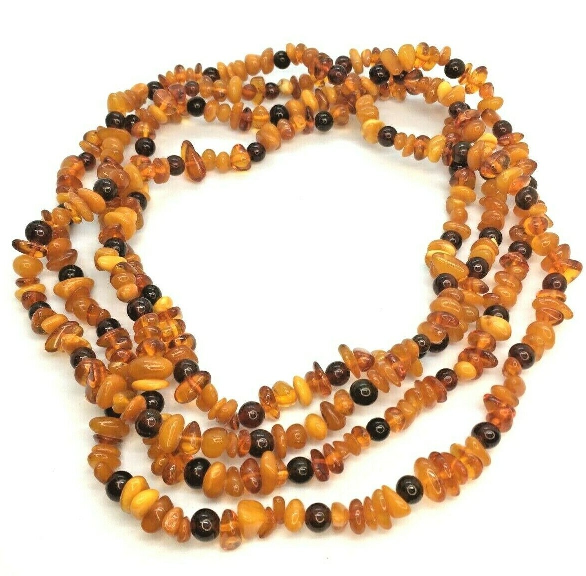 Vintage Genuine Baltic Butterscotch Amber Necklace 84″ SUPER Long Necklace 114g