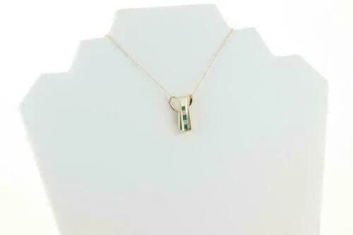 0.40CT Round Cut Emerald Diamond In 14K Yellow Gold Finish With Chain Pendant