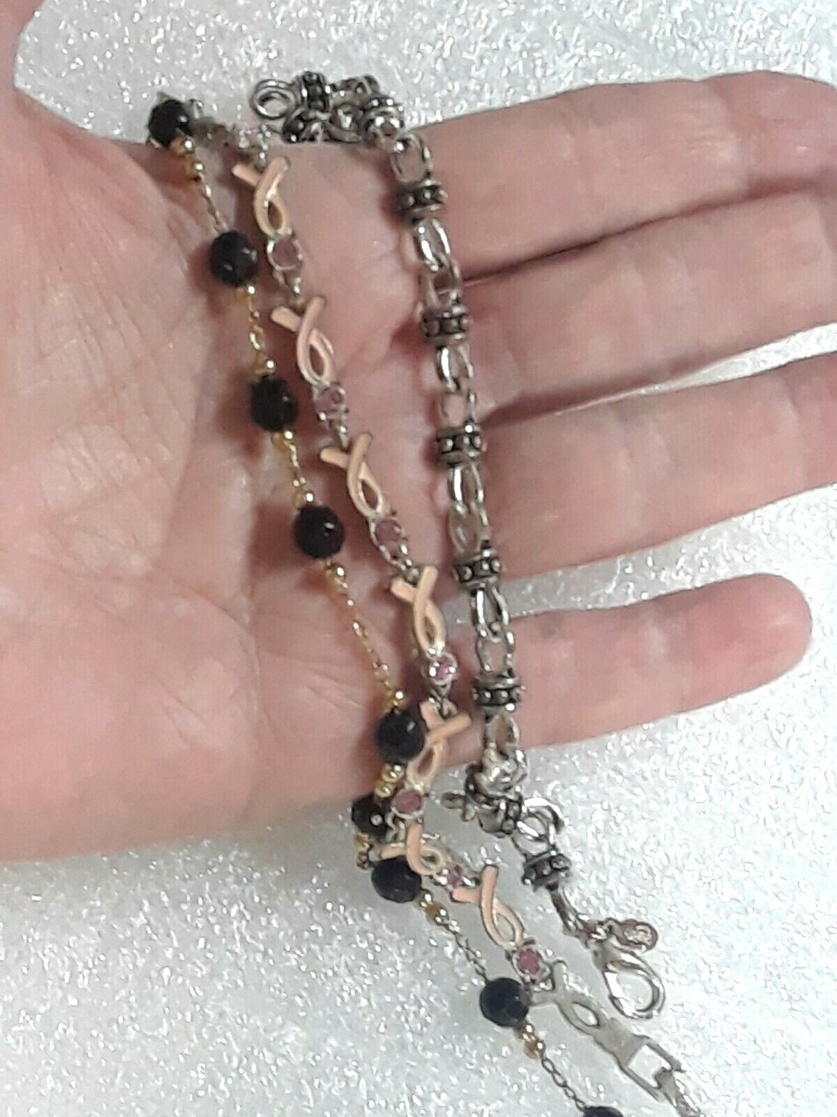 vintage bracelets. Premier Designs, Avon Cancer awareness, Milanus 7 1/2″ long