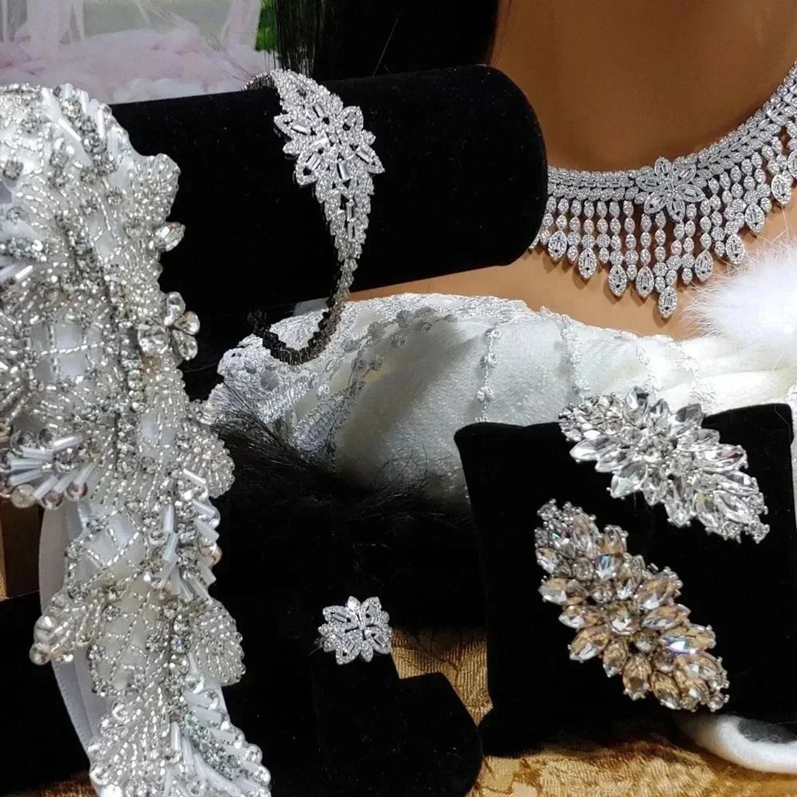 7pc Handmade Unique One-Of-A-Kind Bridal Tiara Package