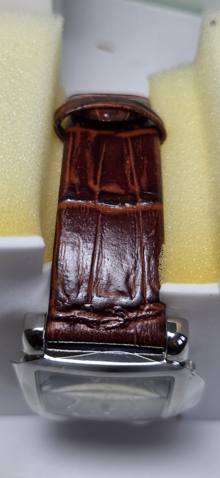Rare NEW Skagen Ultra Slim Square Watch 182LSLW Brown Leather Date Dial Box…