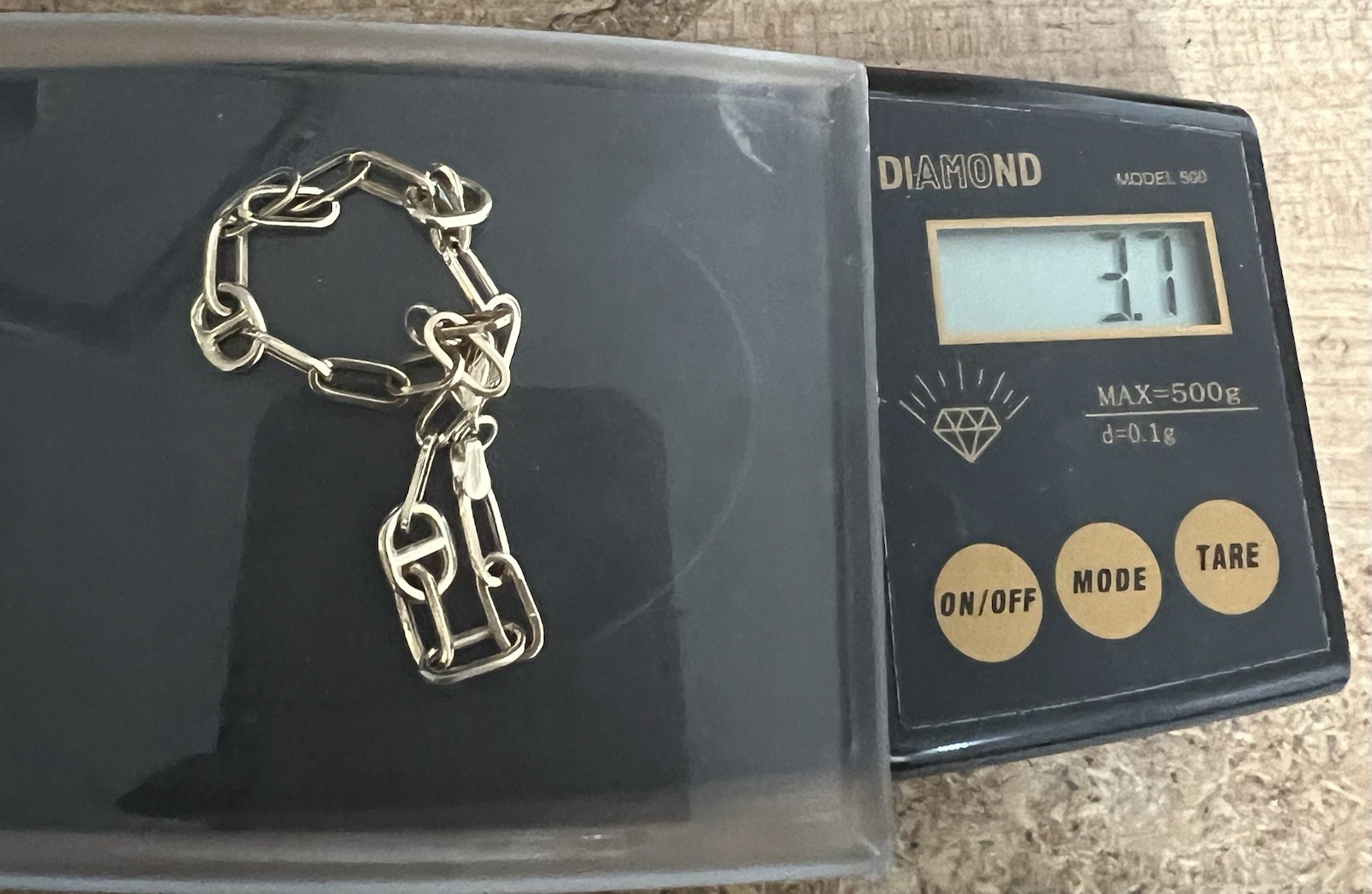 14k Yellow Gold Hollow Paperclip & Marina Link Women’s Bracelet