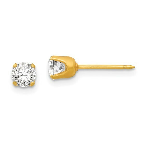 *BRAND NEW* Inverness 14k Yellow Gold 4.25mm CZ Post Earrings