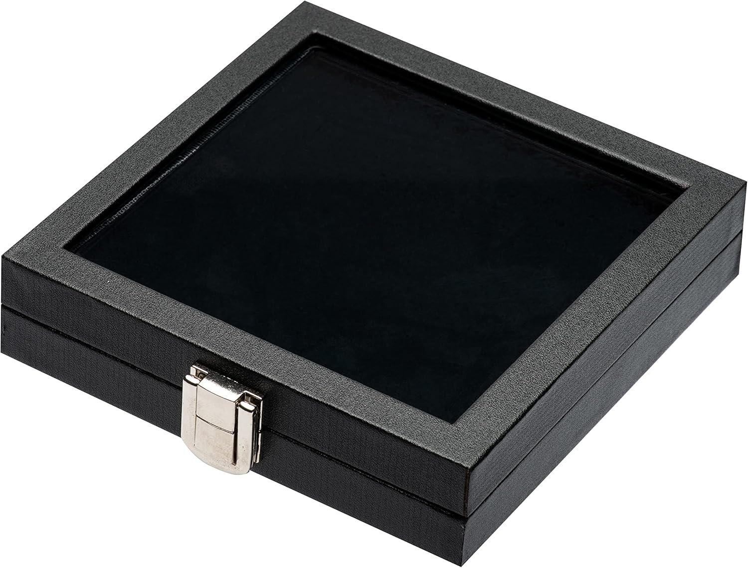 Jewelry Display Case Tempered Glass Top Lid Black Leatherette,Gemstone Displa…