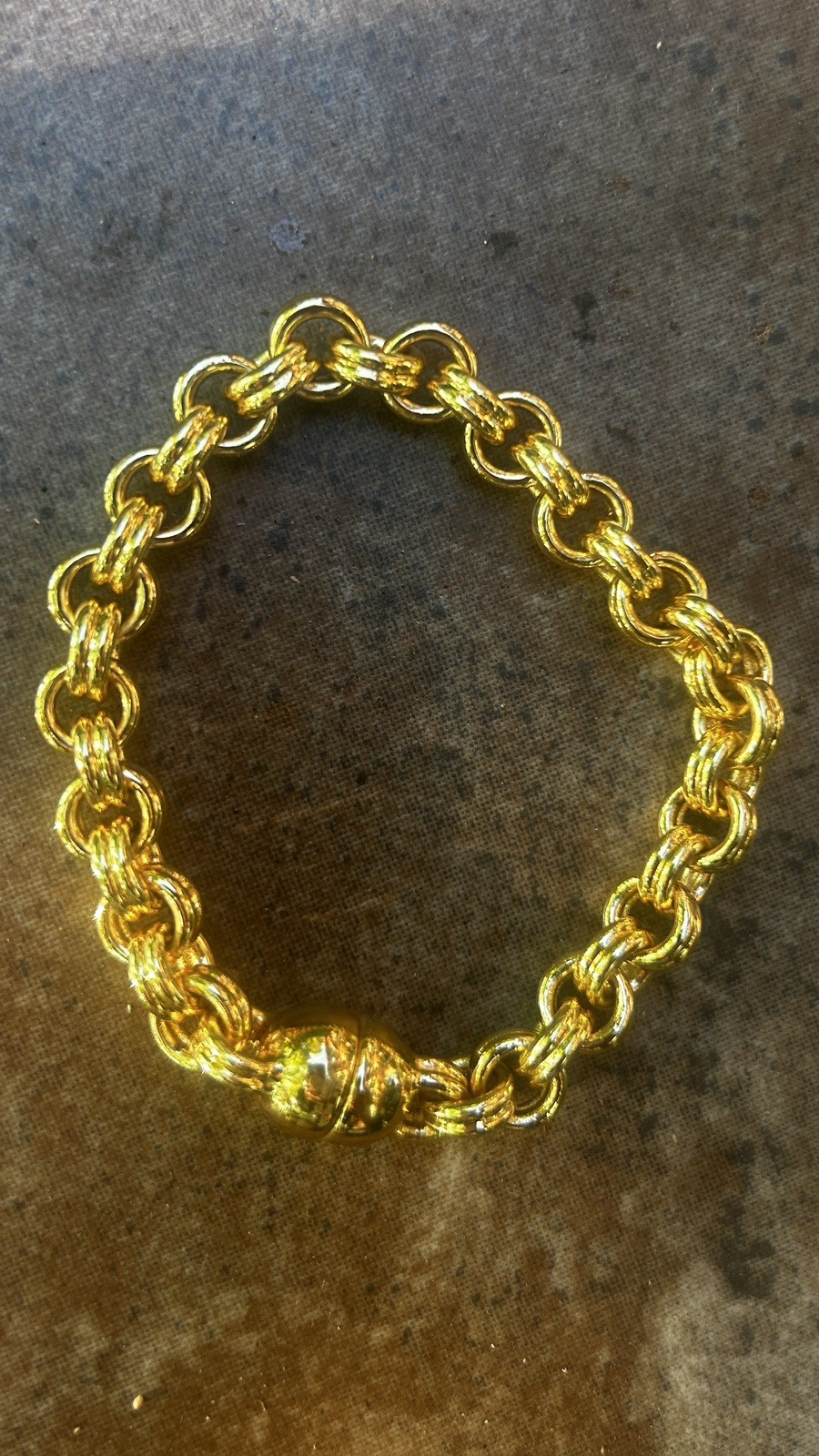 14k Stamped On Clasp Milor Italy Link Bracelet. Magnetic Closure 7.5