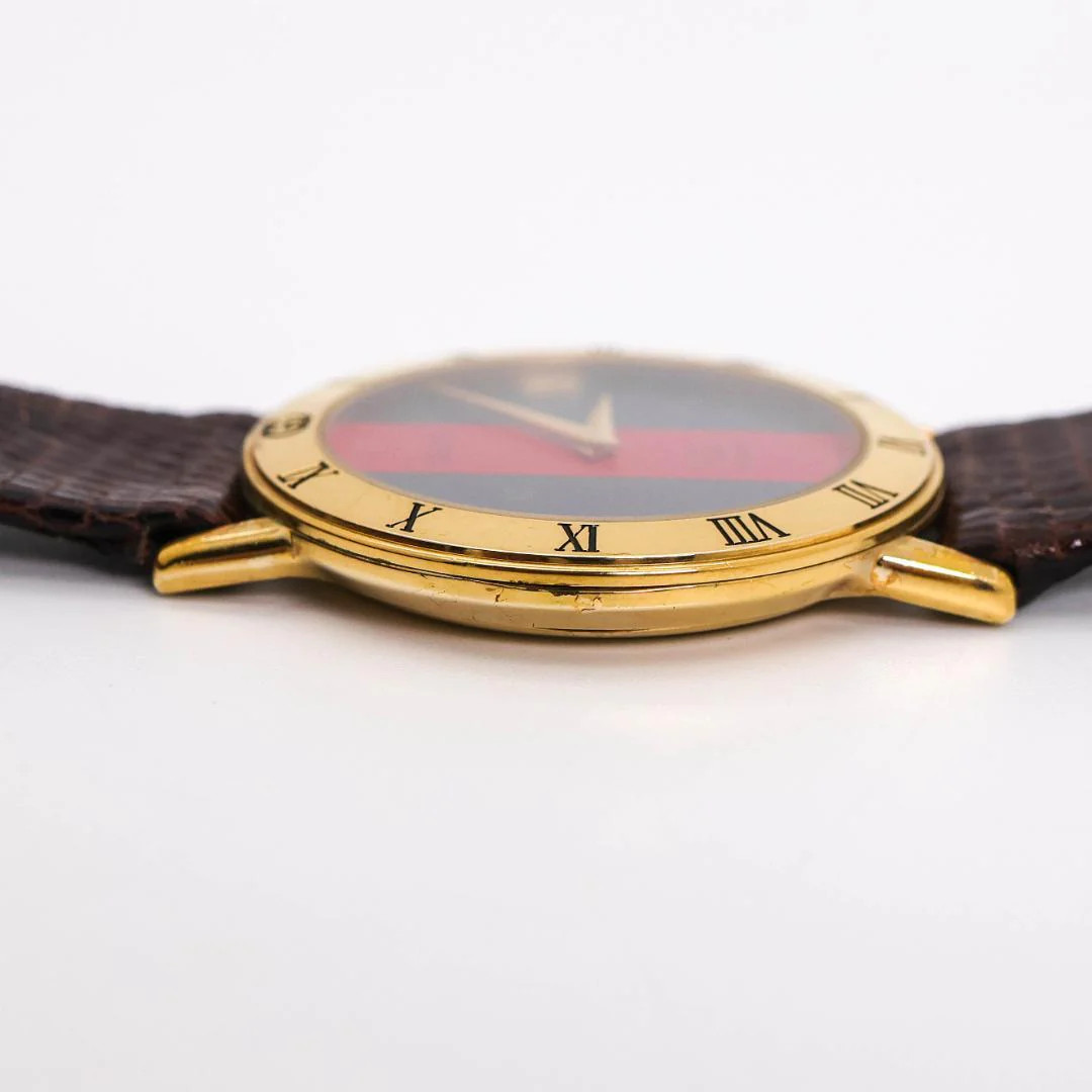 GUCCI 3000 Sherry Line Womens Round 33mm Gold Quartz Watch