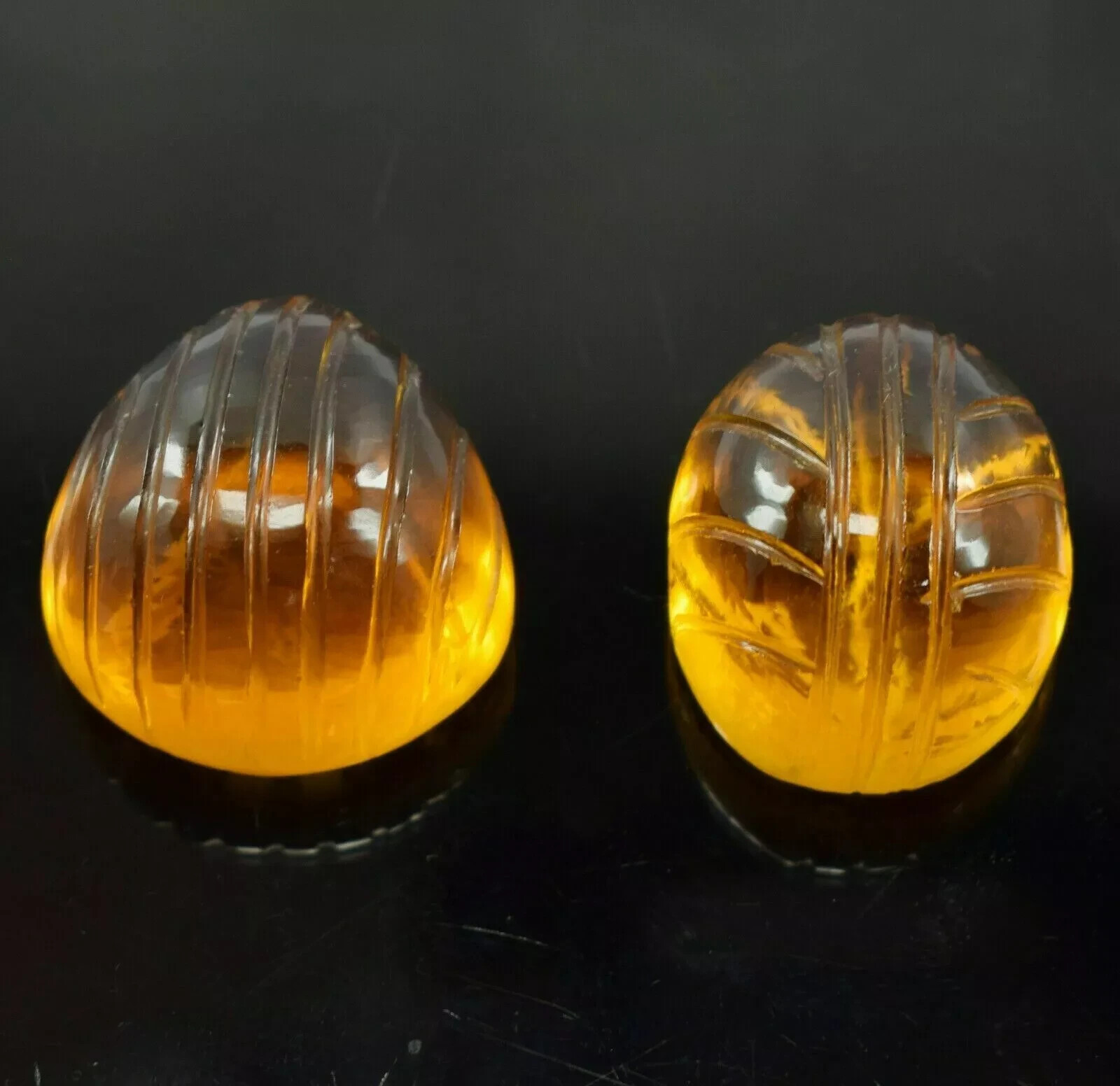 97.70 Ct Natural Yellow Certified Citrine Loose Gemstone 2 Curving Pieces