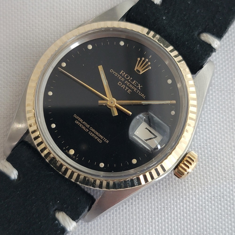 Rolex Oyster Perpetual Date 1500 35mm 14k Gold SS 1970s Mens Automatic RA624B