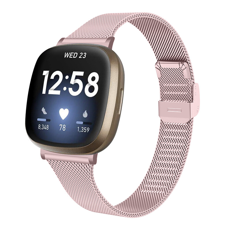 For Fitbit Versa 3 /Sense Stainless Steel Metal Milanese Mesh Watch Band Strap