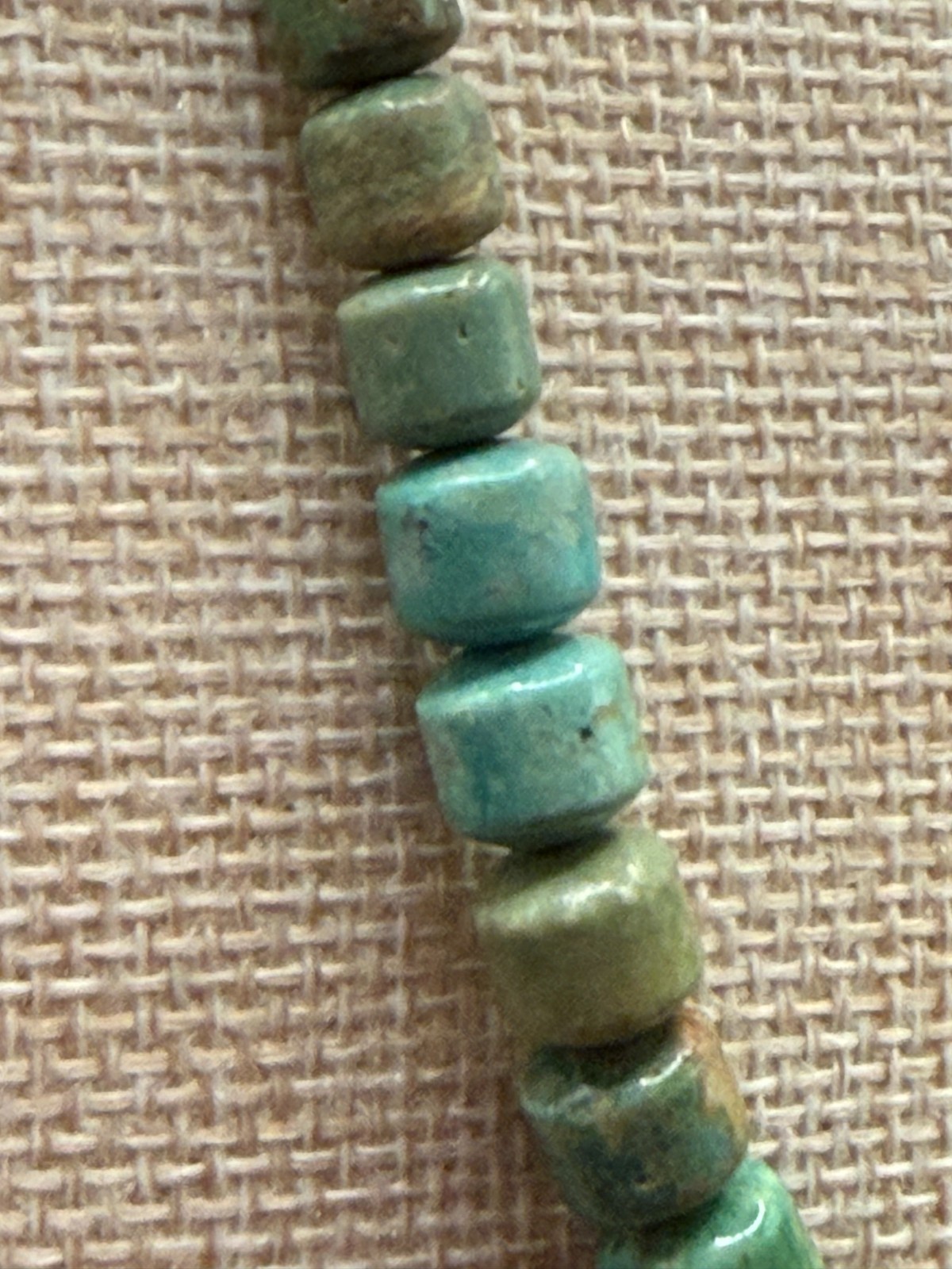 Vintage Amazonite Cube Bead Necklace Sterling Silver 925 Hook Clasp Estate 20”