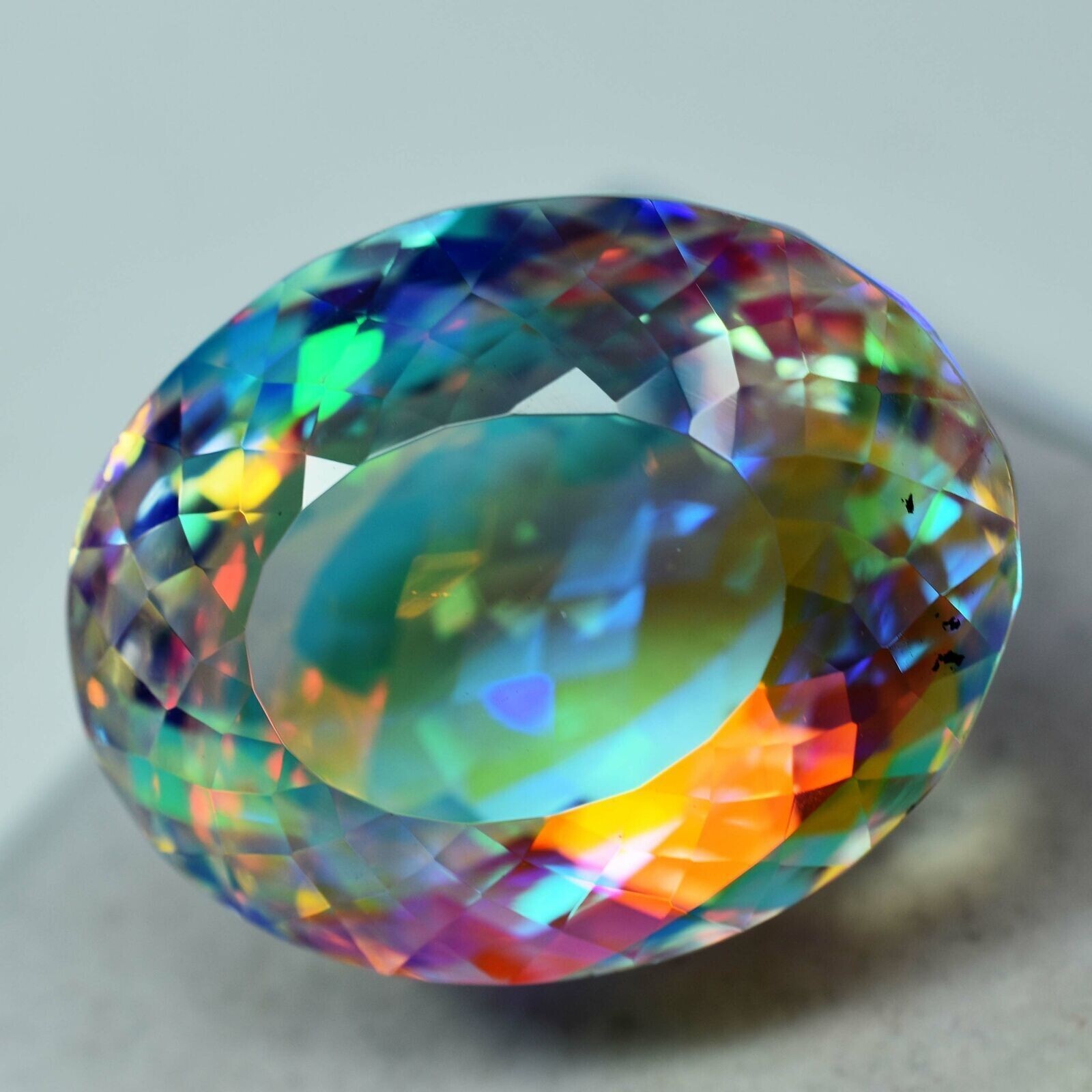 50.5 CT+ Rainbow Color Oval Cut Natural Mystic Topaz Loose Certified Gemstone