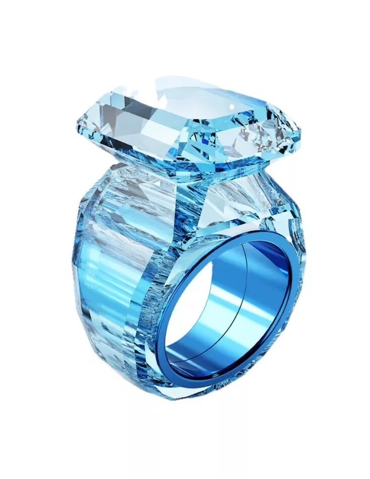 Swarovski Lucent cocktail ring Octagon cut, Blue Size64