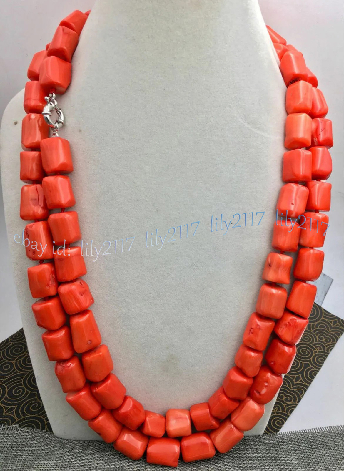 Natural Orange Coral 12-14mm Irregular Freeform Gemstone Beads Necklace 14-48”