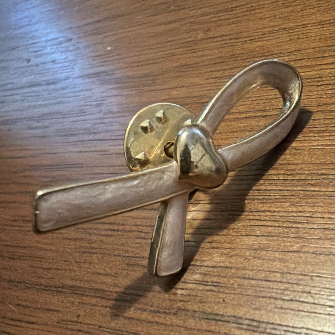 Gold Metal Awareness Ribbon Tie Tack Lapel Pin Tack Clutch Back, No Stone