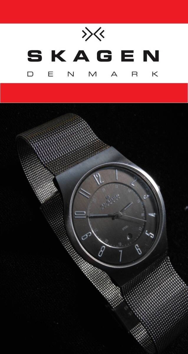 ‘ Scandinavian Denmark lightweight titanium SKAGEN wristwatch gray color ultra