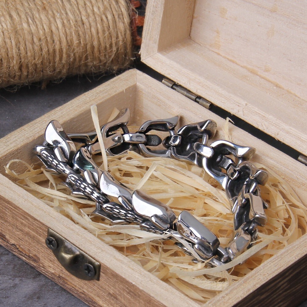 Viking Bracelet Ouroboros Vintage Punk Stainless Steel Fashion Jewelry For Mens