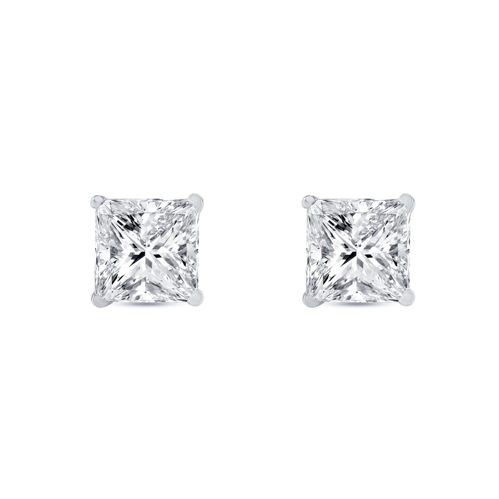 2.75 Ct Princess Created Diamond Earrings Studs Solid 950 Platinum Screw Back