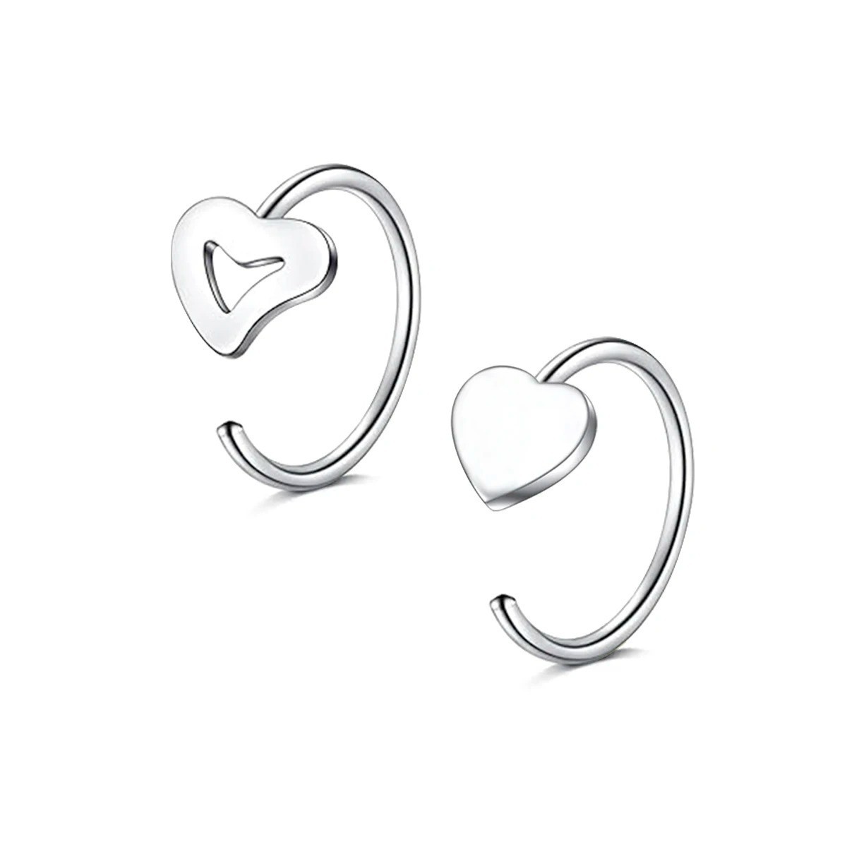 💖✨ C-Shaped Hollow Heart Nose Ring Set Stainless Steel – 2/5pcs – NEW