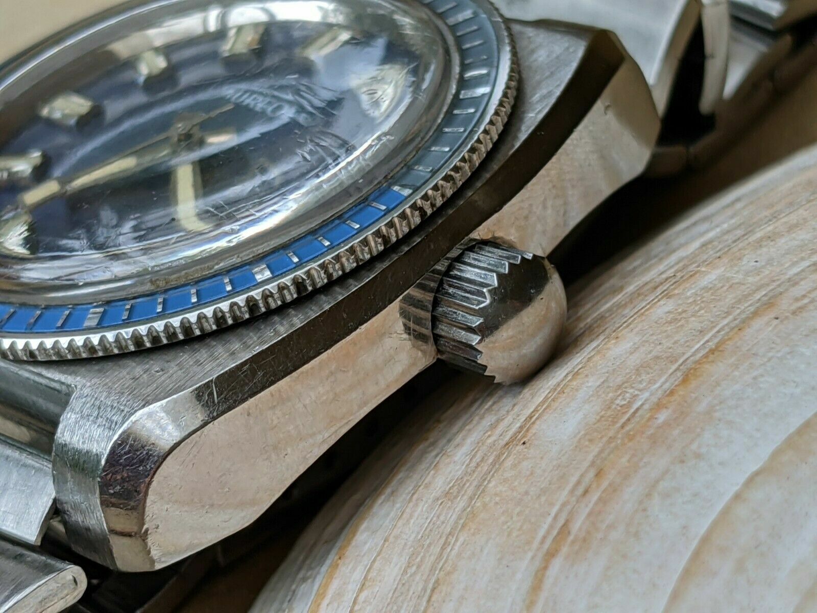 Vintage 1970’s Aureole 20 ATM Diver w/Blue Dial,Patina,All SS Case,AS 1906 Mvmt