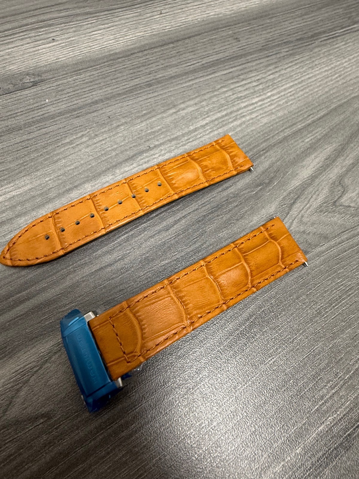 NEW Hamilton 22mm Tan Brown Croco Leather Watch Strap Band with Silver Clasp