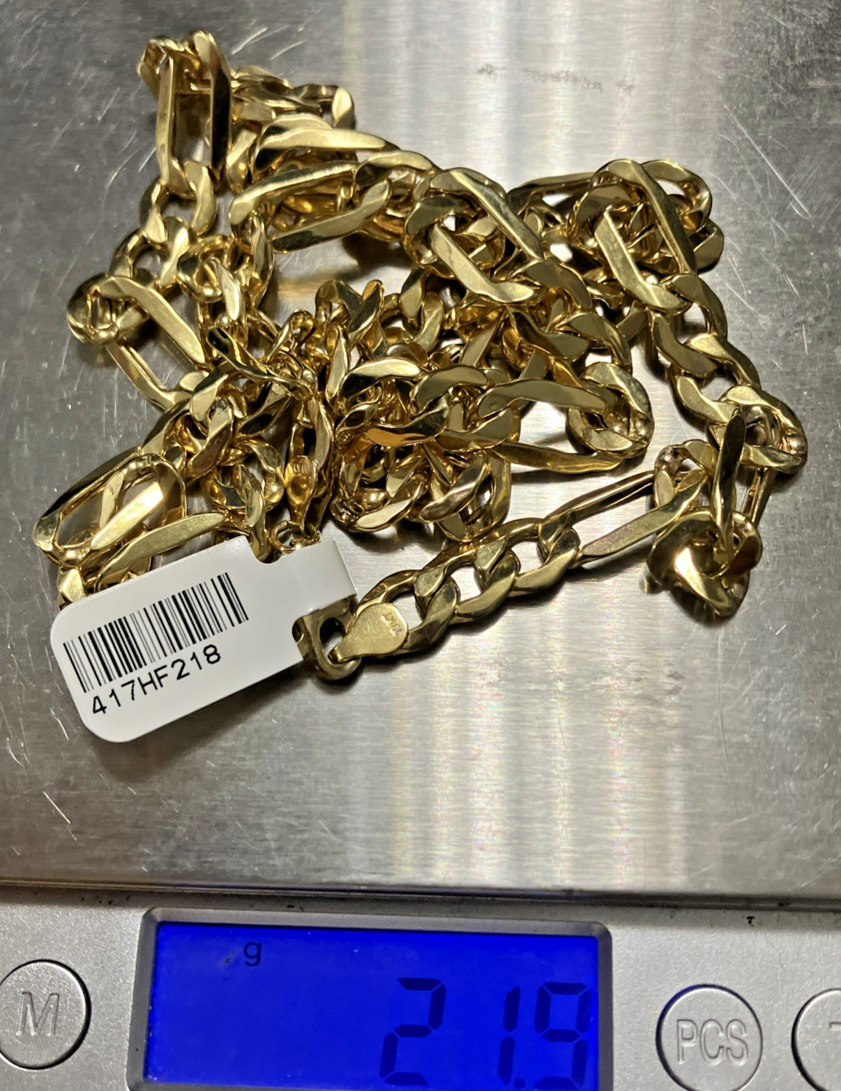 10kt Real Gold Figaro Link Chain 21.8Grams 8.3mm 26” GND Brand New with Tag 10k