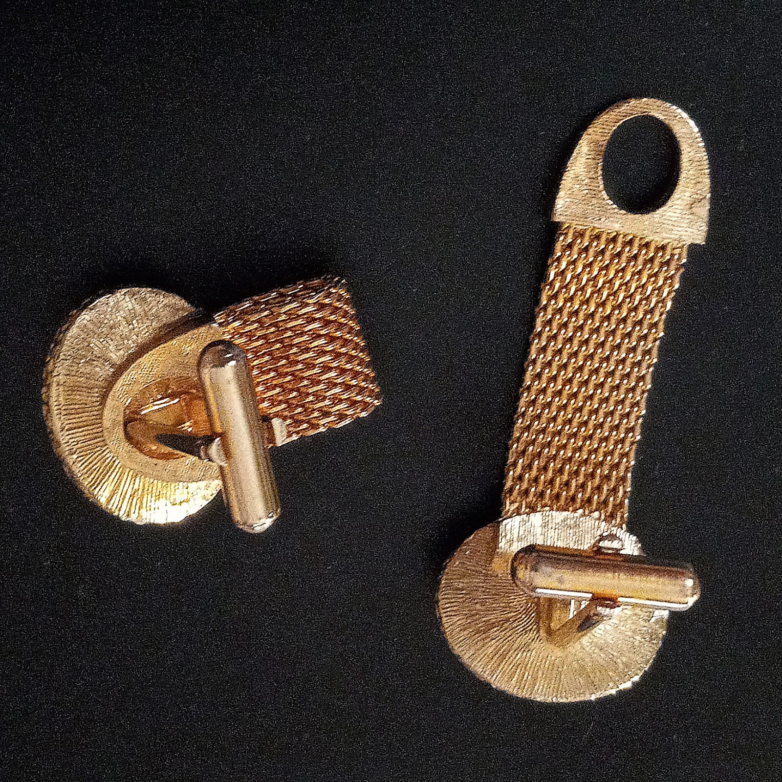 Unique Moon Glow Goldtone Cufflinks. Blue Green