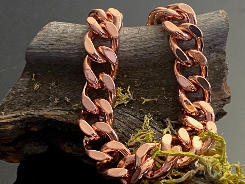 100% Pure Solid Copper Bracelet Arthritis Cuban Chain Curb Link Rider Bracelet