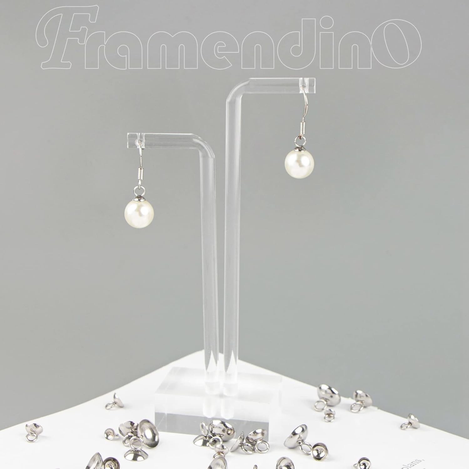 Framendino, 100 Pack 304 Stainless Stee Bead Cap Pendant 100 Pack, Silver