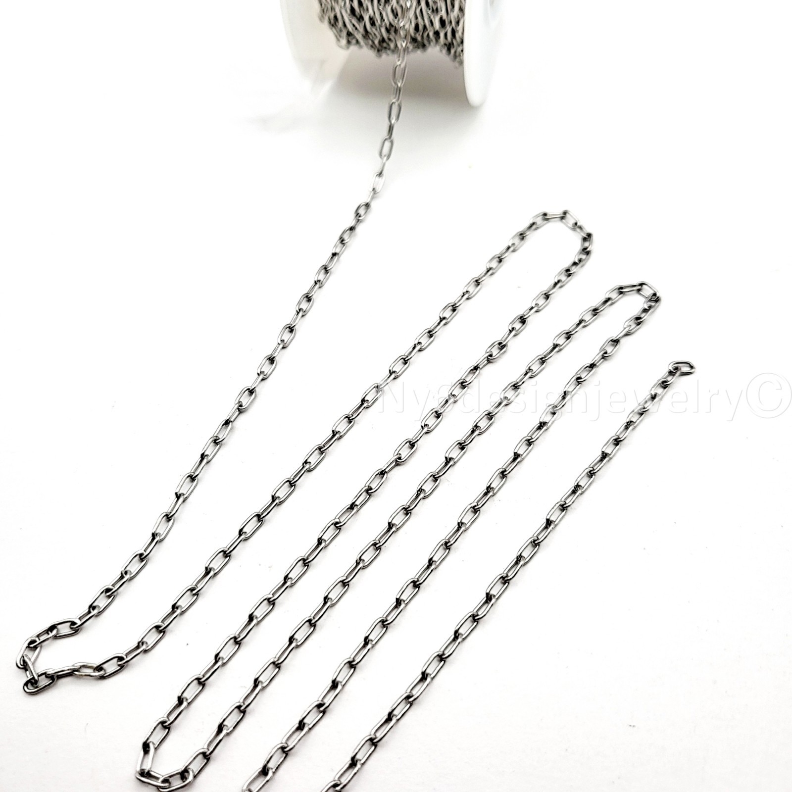 Stainless Steel 4x2mm Link Round Paperclip Chain Necklace Bracelet Sold by FT