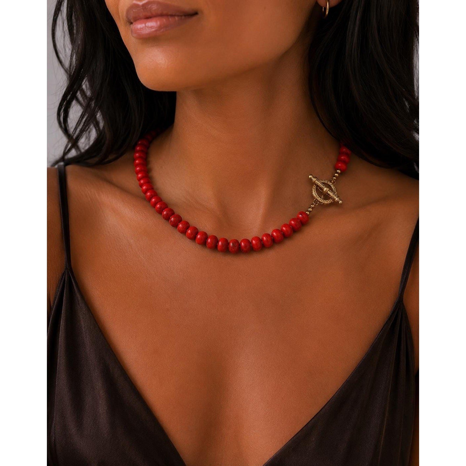 Red Howlite Beaded Necklace | Handmade Jewelry | One of a Kind
