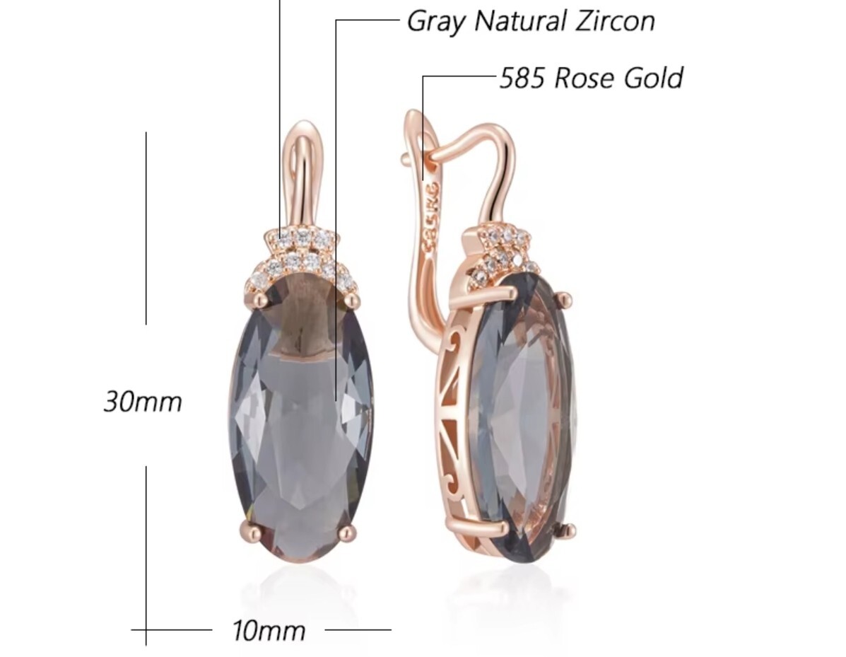 Stud earrings 2 pieces gold drop earrings rose gold 585 gold-plated jewelry blue 92