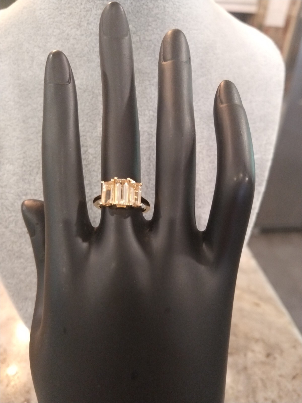 PREMIUM NATURAL GOLDEN IMPERIAL TOPAZ TRILOGY RING/VermeilRG/SS. Sz 5, 2.15TCW