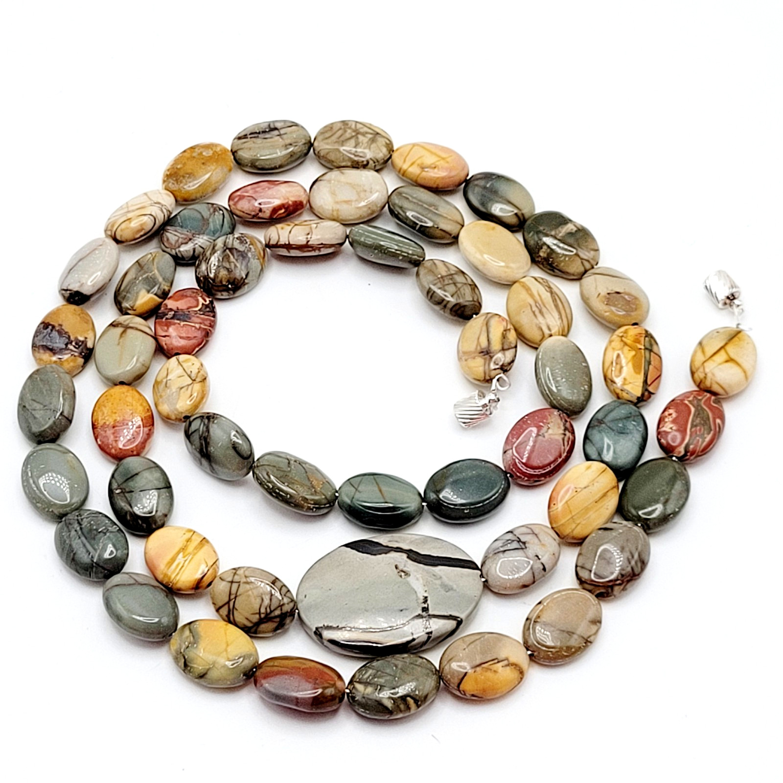 Artisan Picasso Jasper Bead Asymmetric Focal Stone Piccadilly Vtg Necklace 32 in