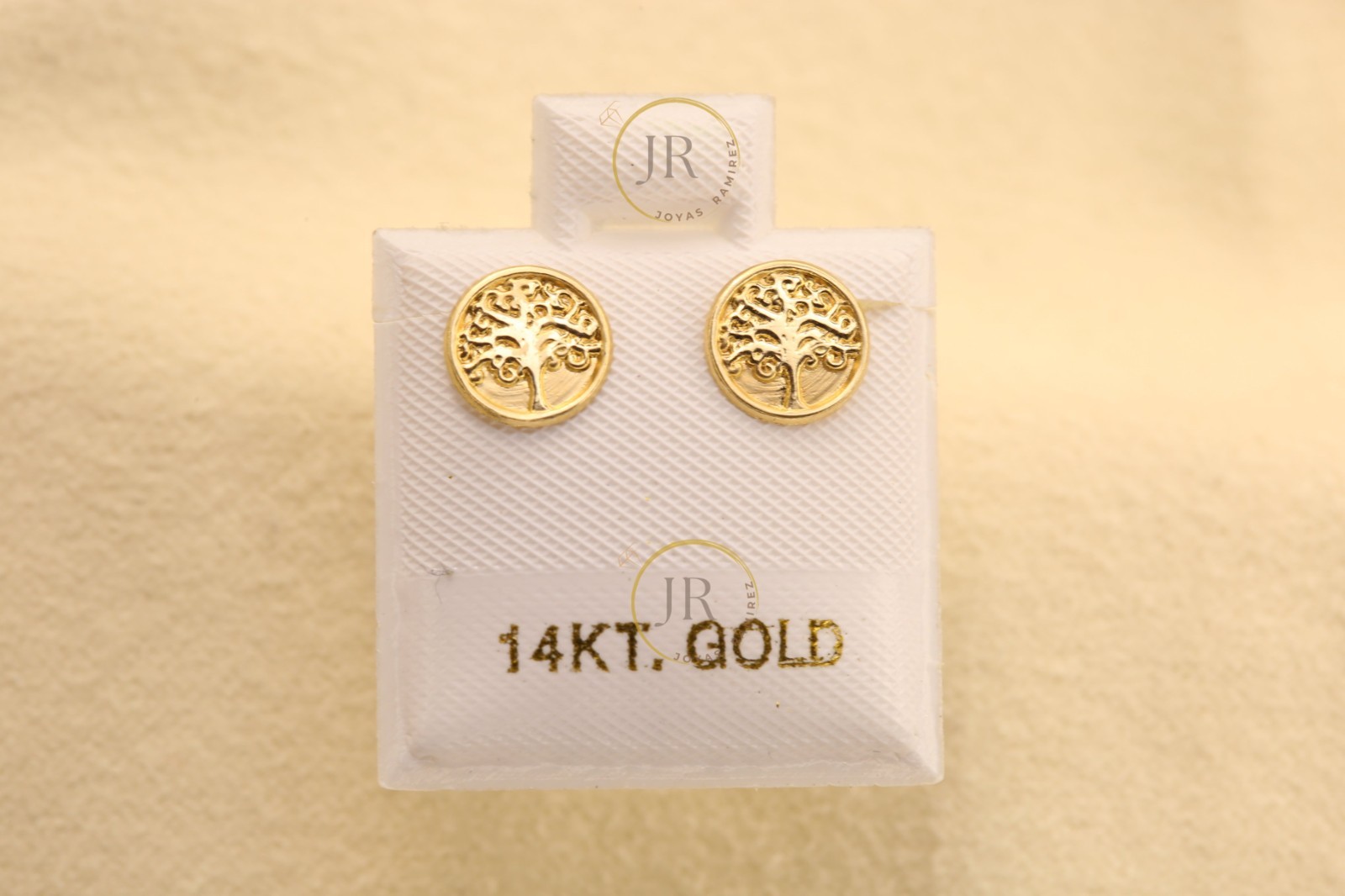 14K Yellow Gold Tree of Life Stud Earrings · Meaningful Gift for Mom.