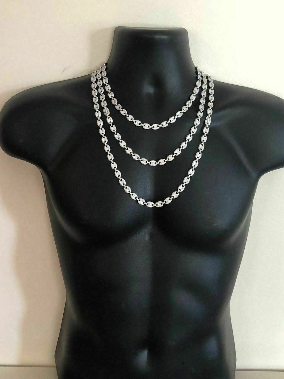 Puff Gucci Link Chain Out ICED Moissanite Pass Diamond Test 925 Silver 8mm Thick