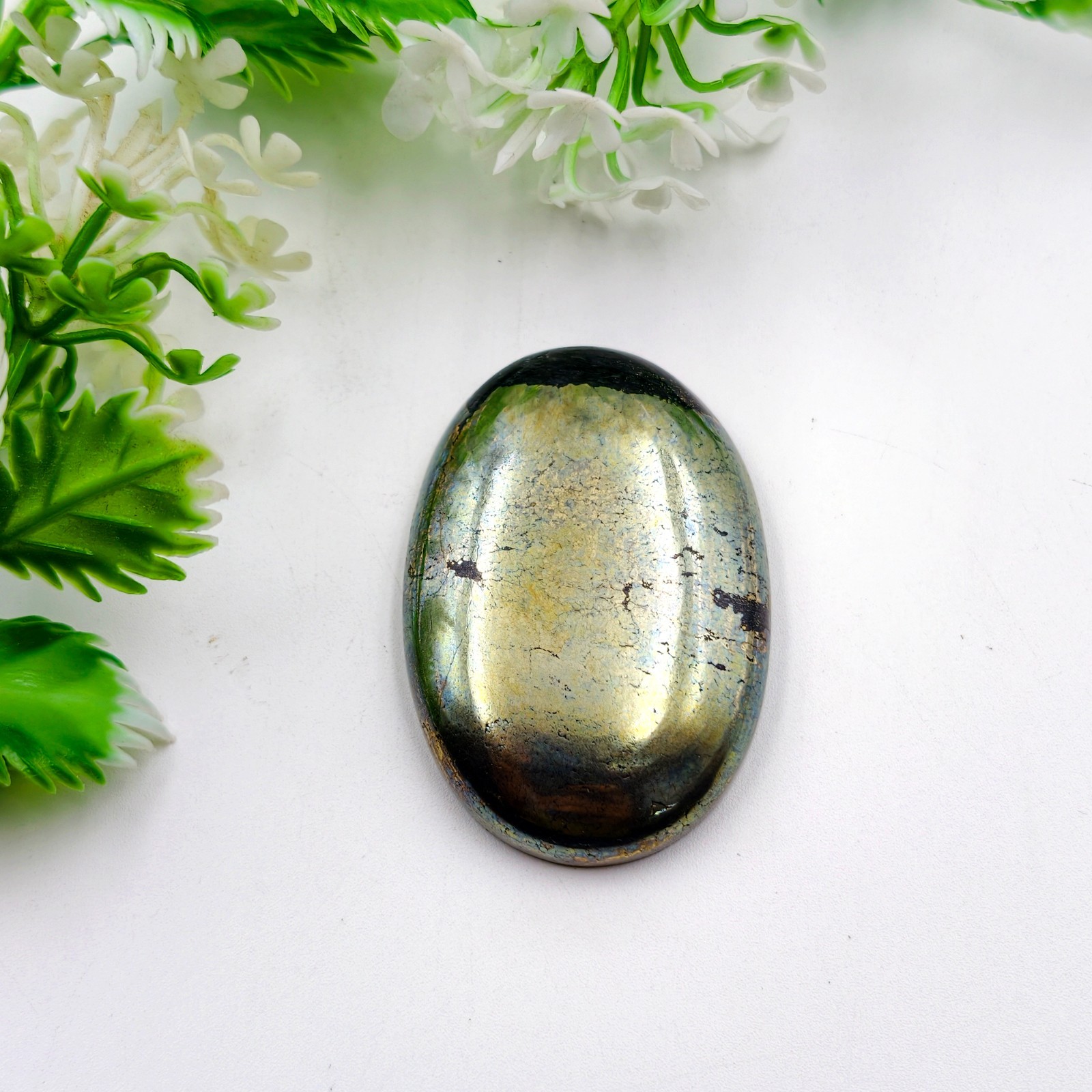 Natural Apache Gold Cabochon Oval 46x31mm Flat Back Wire Wrapping Jewelry