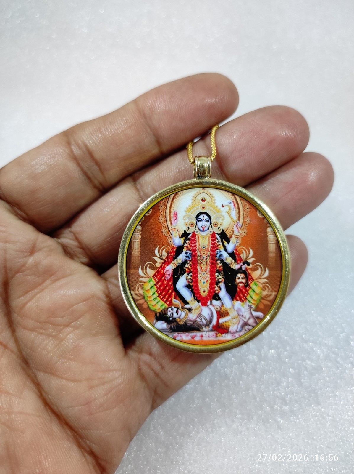 Handmade Handcrafted Pure Brass Tantra Goddess Kali Maa Pendant Necklace Chain.