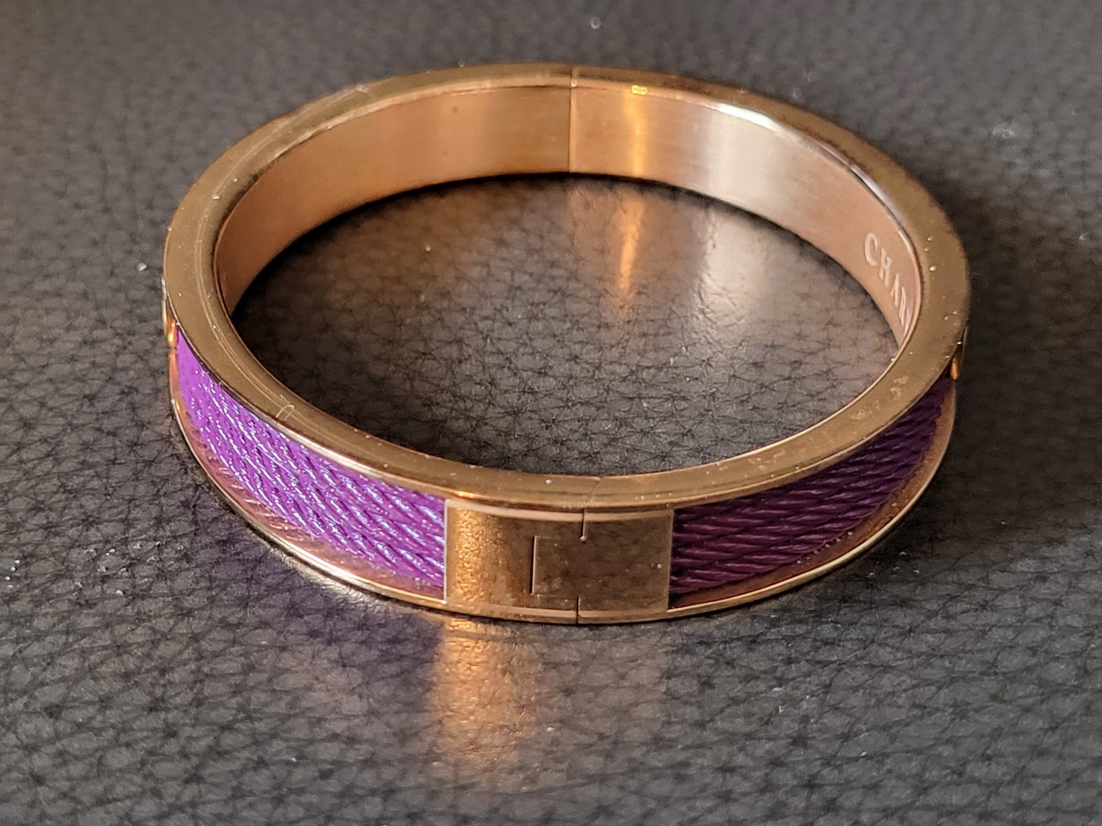 Charriol Forever Colors Plum Hinged Bangle Bracelet. With Box. Size L