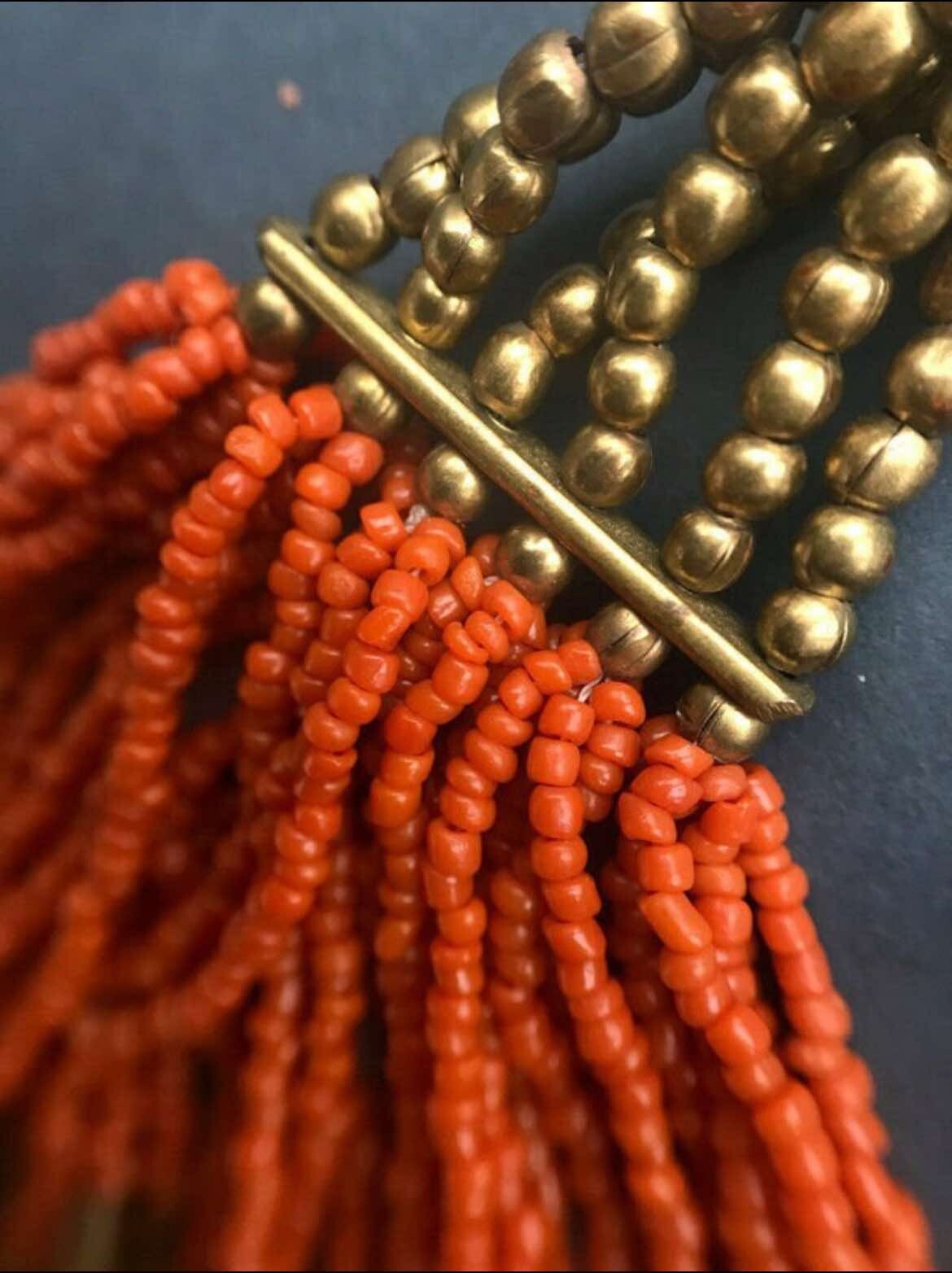 114g Antique Victorian Natural Coral Beaded 36-Strand Necklace | 17.7″ Rare Find