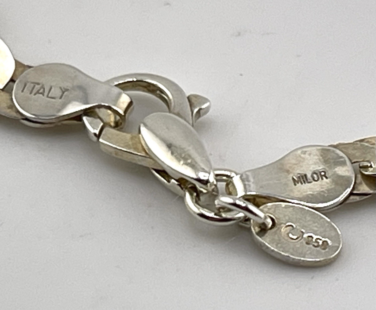 Milor Italy 950 Fine Silver Twisted Mariner Link Necklace 16” VTG Italian Chain