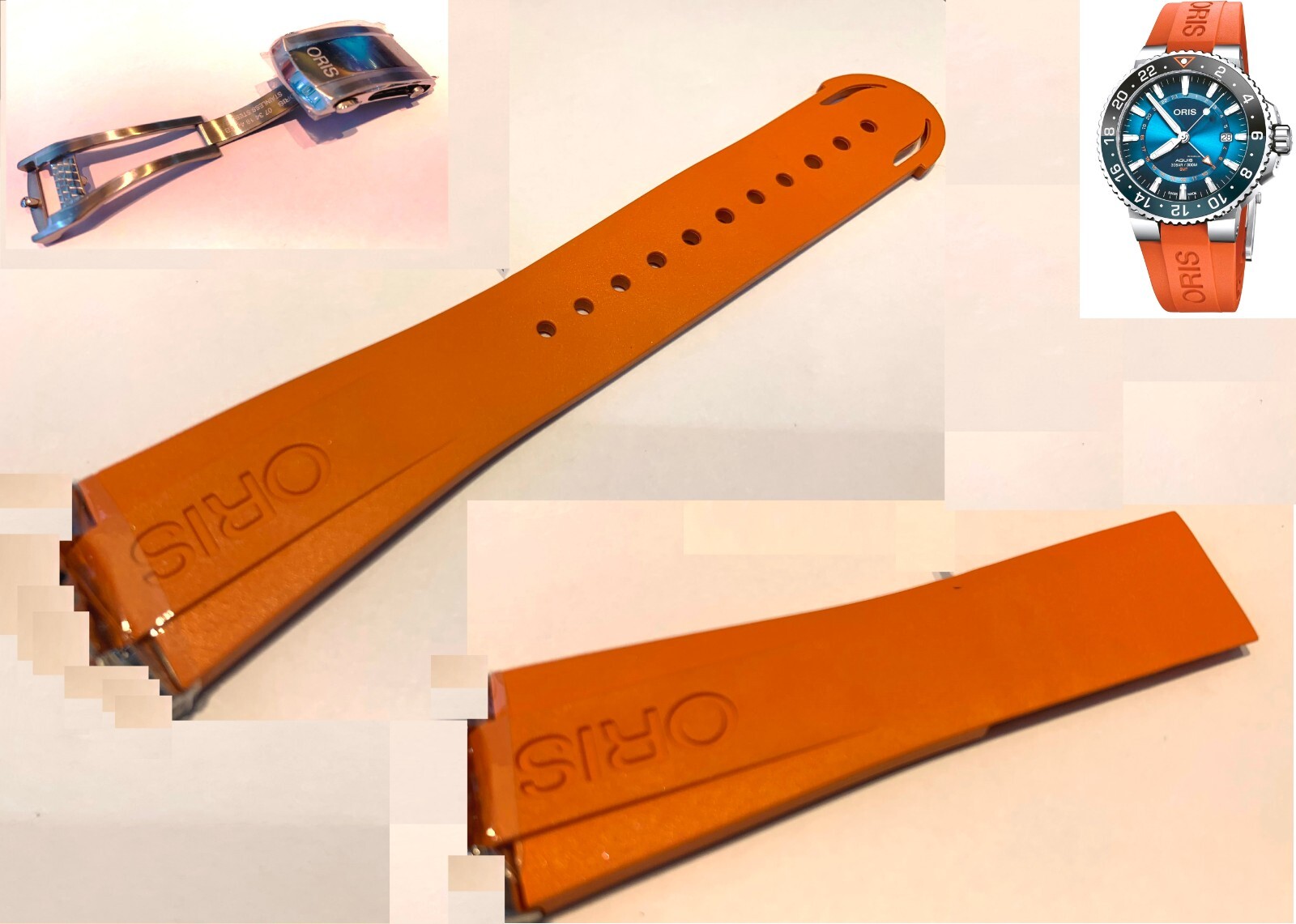 Oris Ø43.5mm Aquis Carysfort Reef 7754 rubber band strap bracelet 07 4 24 67NB