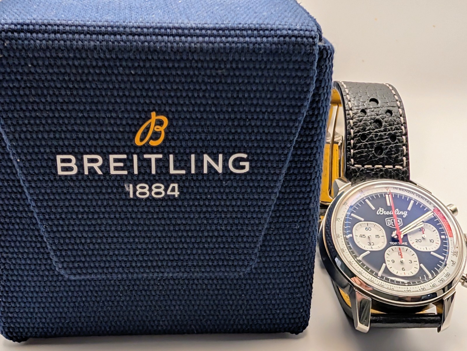 Breitling Top Time B01 Deus Steel Auto 41mm Black Dial Watch AB01765A1B1X1