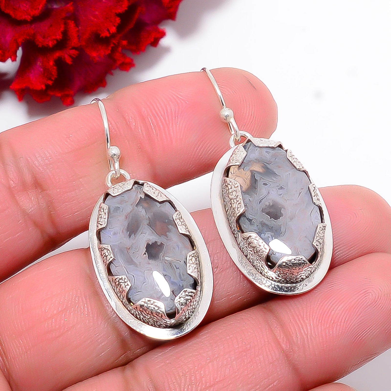 Turkish Stick Agate – Turkey Handmade 925 Sterling Silver Earring 1.72″ E103813